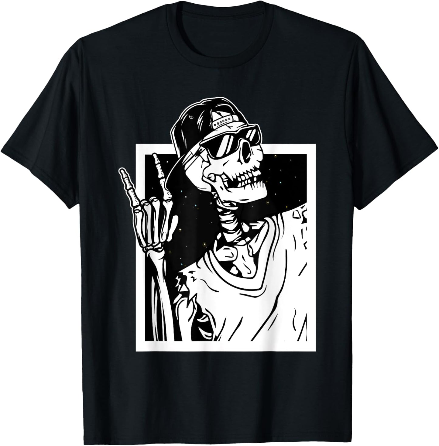 Rock Skeleton Hand Halloween Costume Funny Rocker Music T-Shirt - T-Shirt | Black