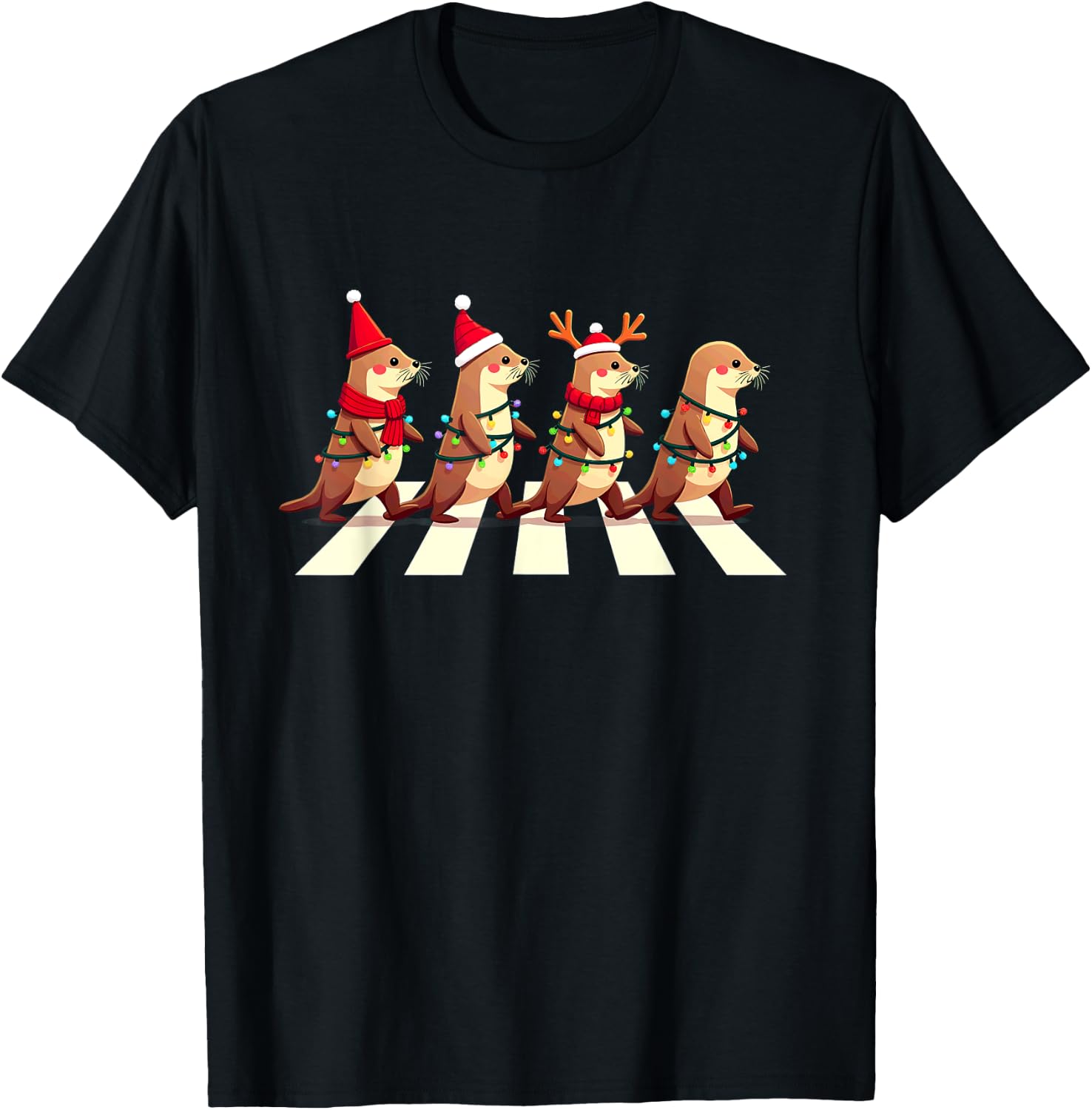Hawaiian Monk Seal Crossing Road Xmas T-Shirt - T-Shirt | Black