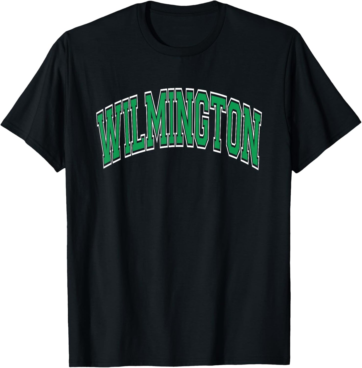 Wilmington Arched Style Green Text T-Shirt - T-Shirt | Black