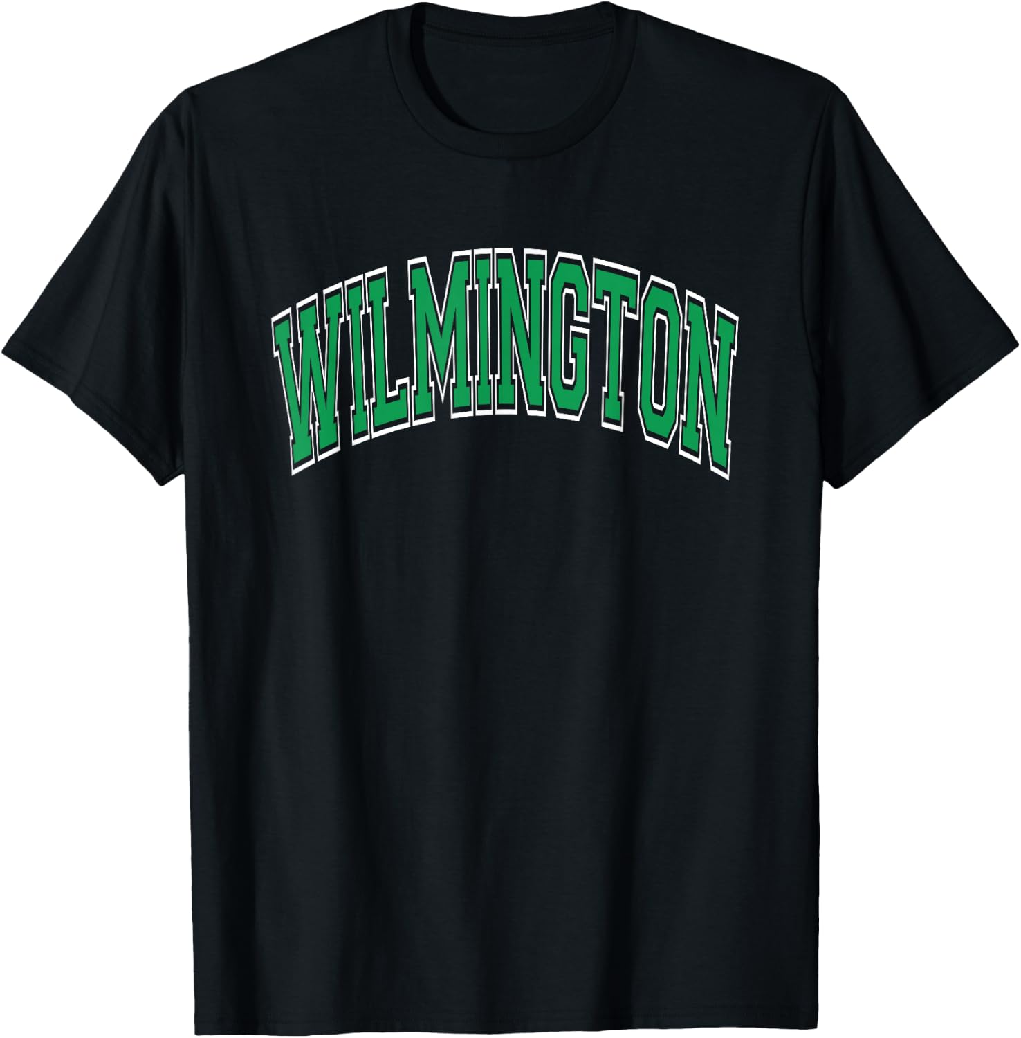 Wilmington Arched Style Green Text T-Shirt - T-Shirt | Black