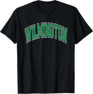 Wilmington Arched Style Green Text T-Shirt - T-Shirt | Black