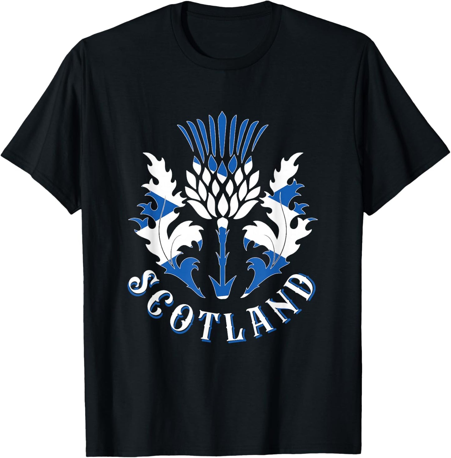 Scottish Flag and Scottish Thistle Scotland Emblem T-Shirt - T-Shirt | Black