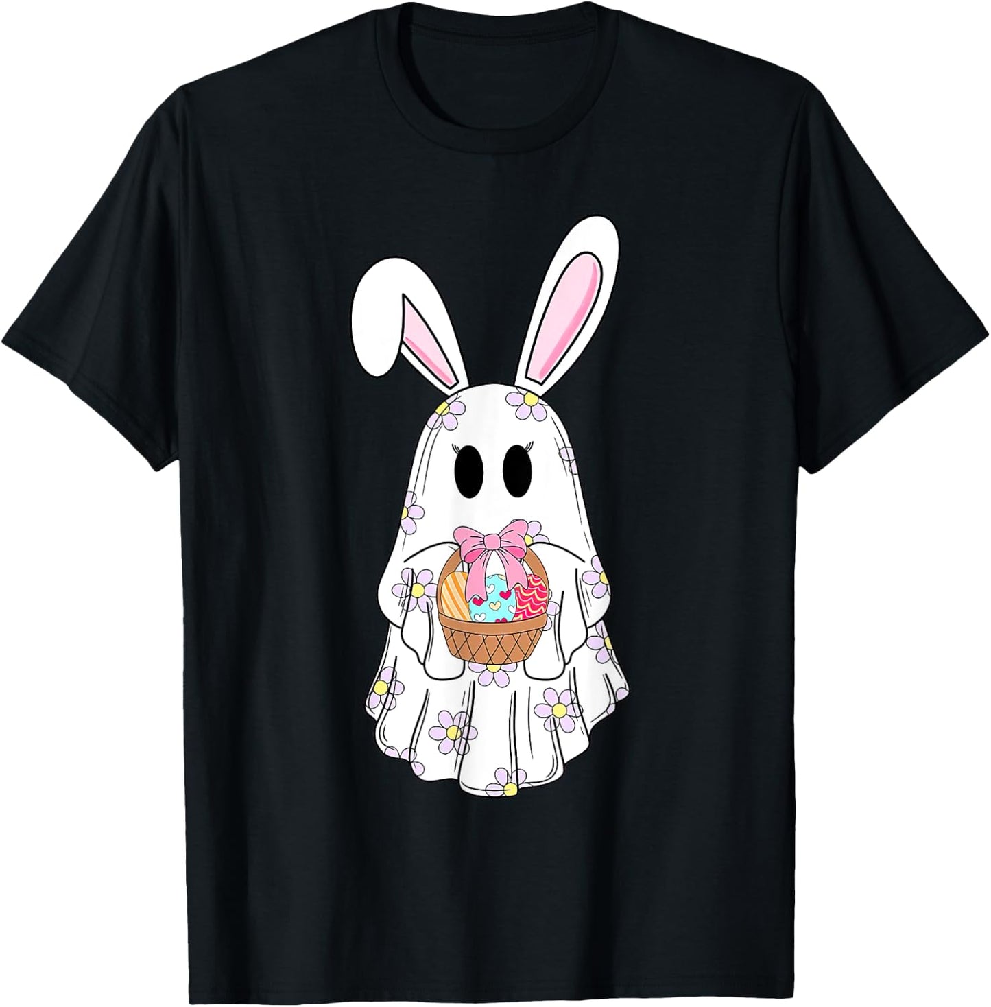 Cute Ghost Bunny Ghost Rabbit Easter Day Rabbit Lover T-Shirt - T-Shirt | Black
