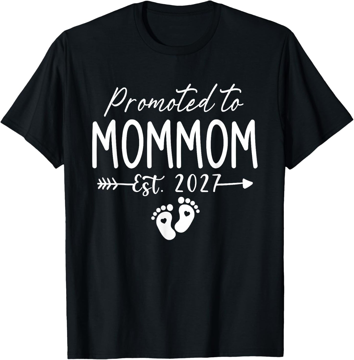 Promoted to Mommom Est 2027 First Time Mommom T-Shirt - T-Shirt | Black