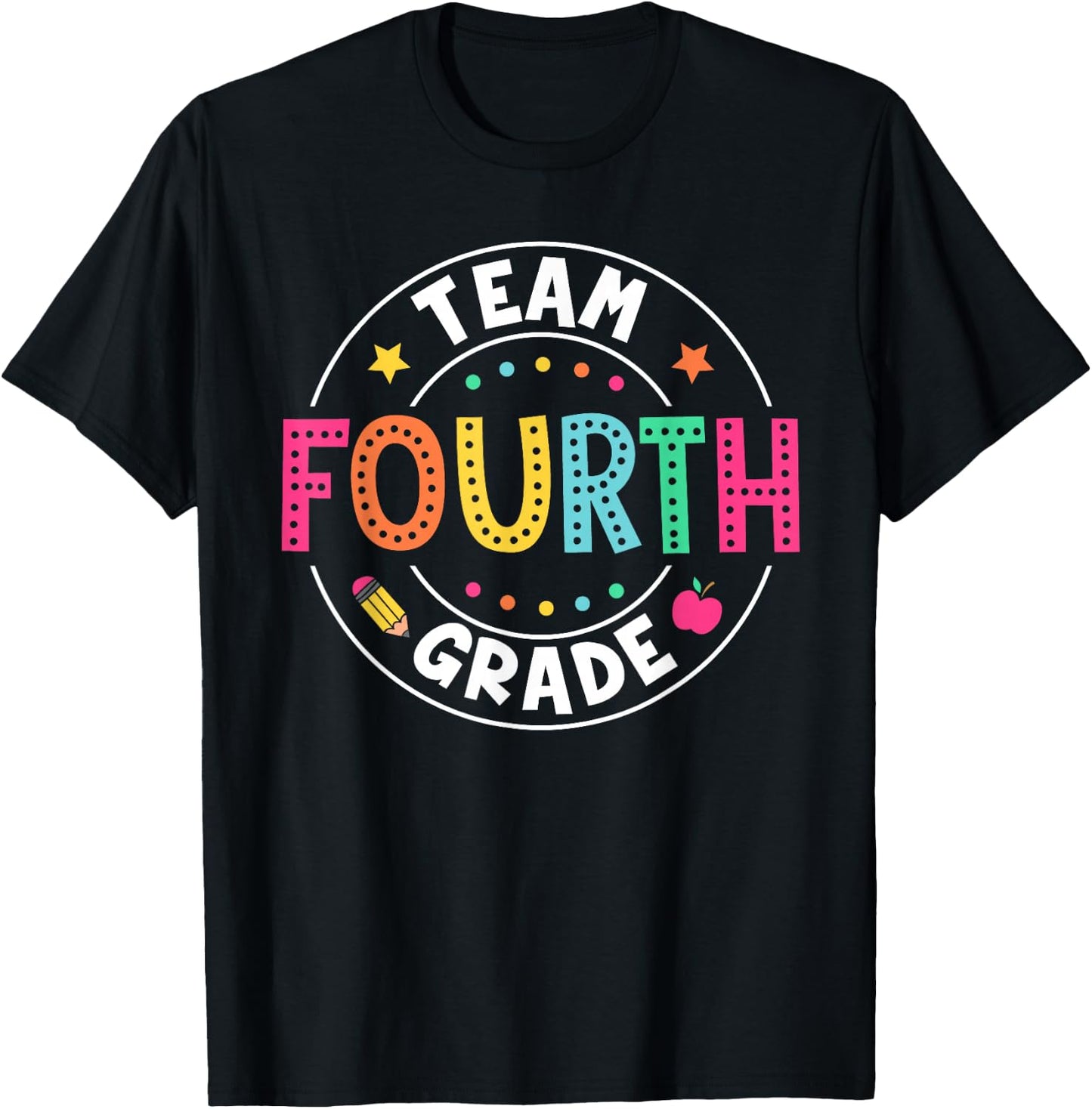 Team Fourth Grade Teacher Kid Back To School 4th Grade Squad T-Shirt - T-Shirt | Black