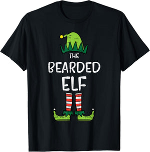 Bearded Elf Matching Christmas For Family Uncle Dad T-Shirt - T-Shirt | Black