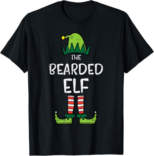 Bearded Elf Matching Christmas For Family Uncle Dad T-Shirt - T-Shirt | Black