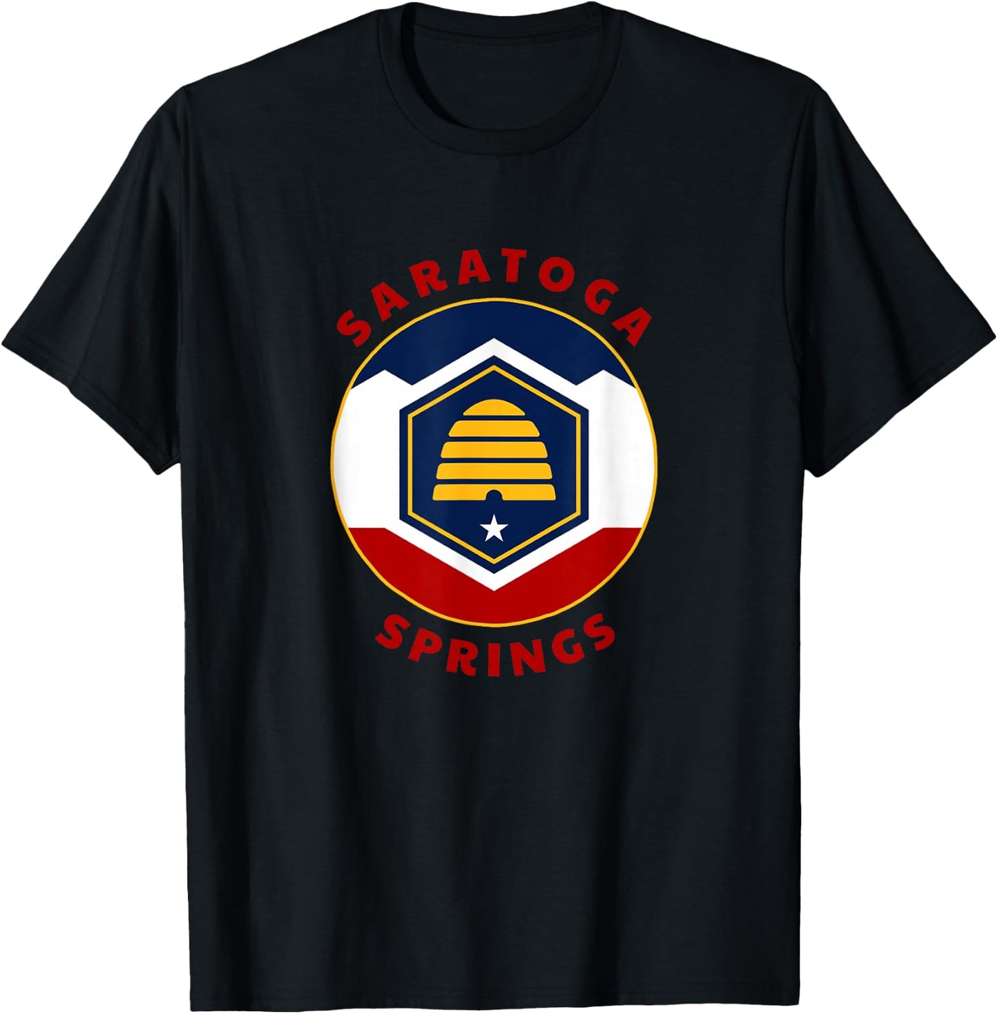 Saratoga Springs Utah New UT Flag Beehive Vacation Souvenir T-Shirt - T-Shirt | Black