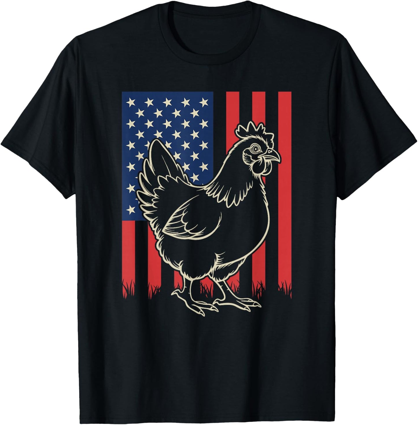 Chicken Lover Farmer Farm Animal 4th of July T-Shirt - T-Shirt | Black