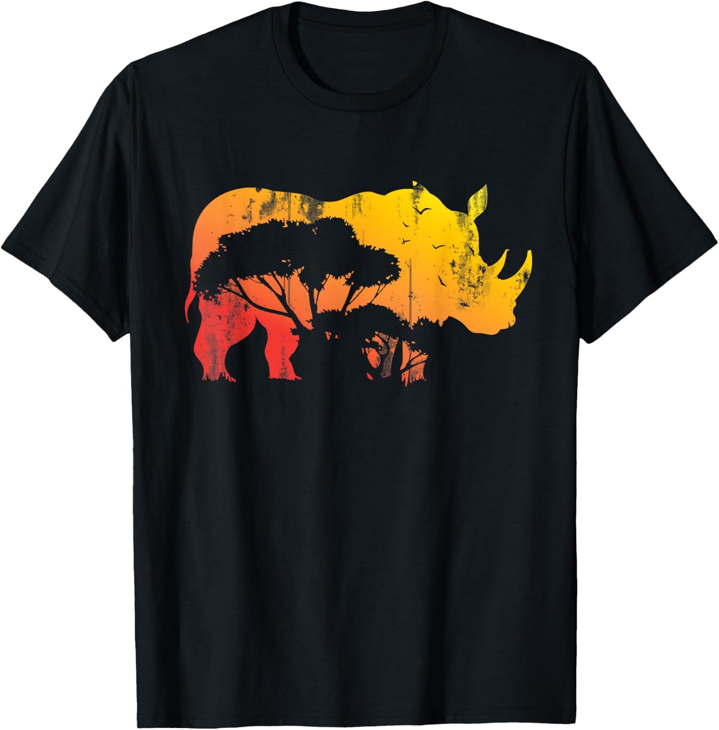 African Safari Animal Rhino T-Shirt - T-Shirt | Black