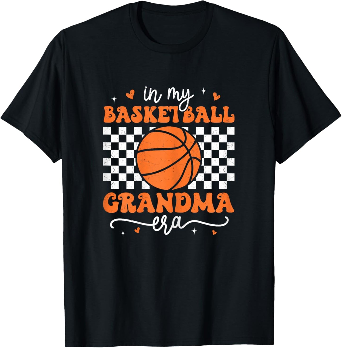 In My Basketball Grandma Era Groovy Retro Basketball Grandma T-Shirt - T-Shirt | Black