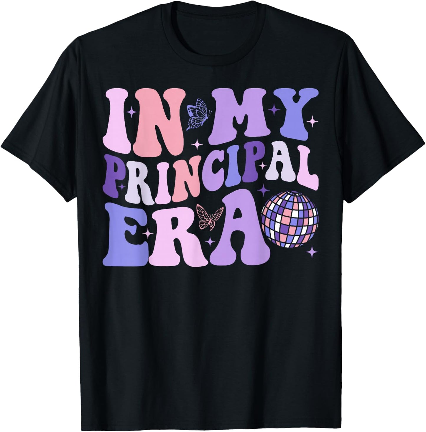In My Principal Era Groovy School Principal Back To School T-Shirt - T-Shirt | Black
