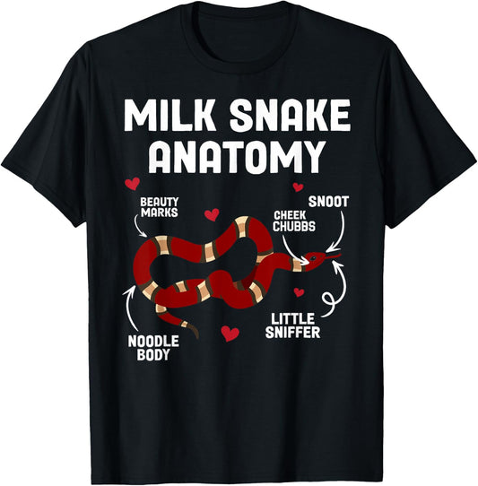Funny Milk Snake Mom Milk Snake Dad Adult Cotton Blend Black Small Modern Snake Themed Milk Snake Anatomy Owner Lover T-Shirt - T-Shirt | Black