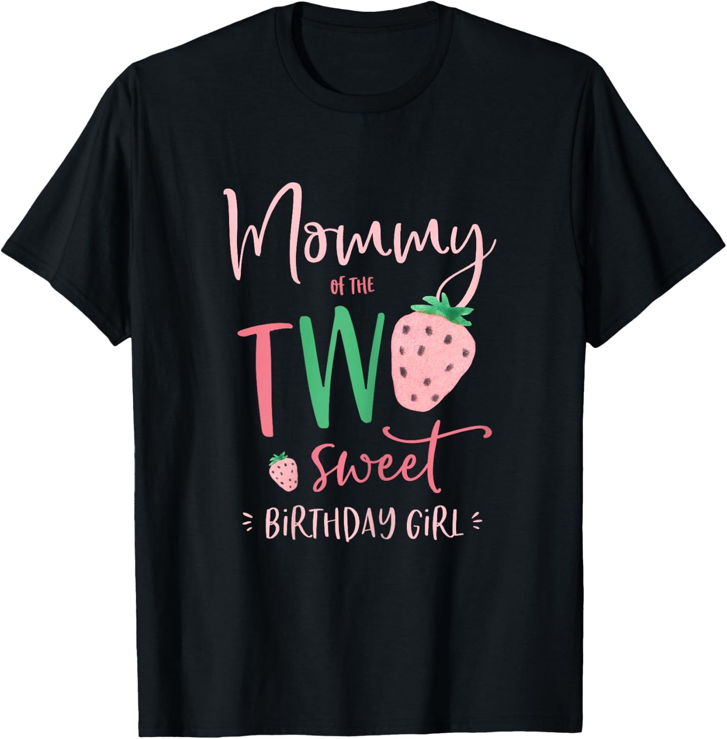 Mama der Zwei Süße Geburtstagskind Strawberry 2nd Party T-Shirt - T-Shirt | Black