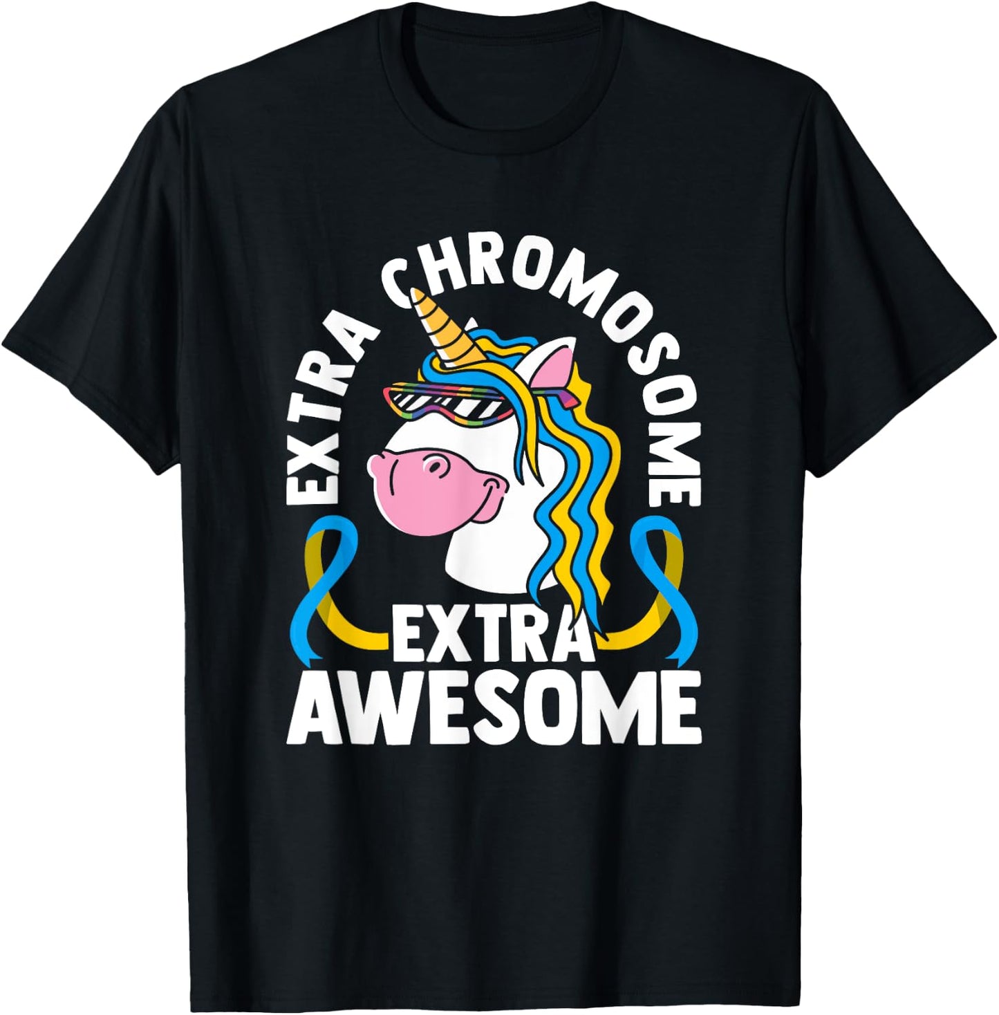 Extra Chromosome Extra Awesome Unicorn Down Syndrome T-Shirt - T-Shirt | Black