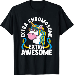 Extra Chromosome Extra Awesome Unicorn Down Syndrome T-Shirt - T-Shirt | Black