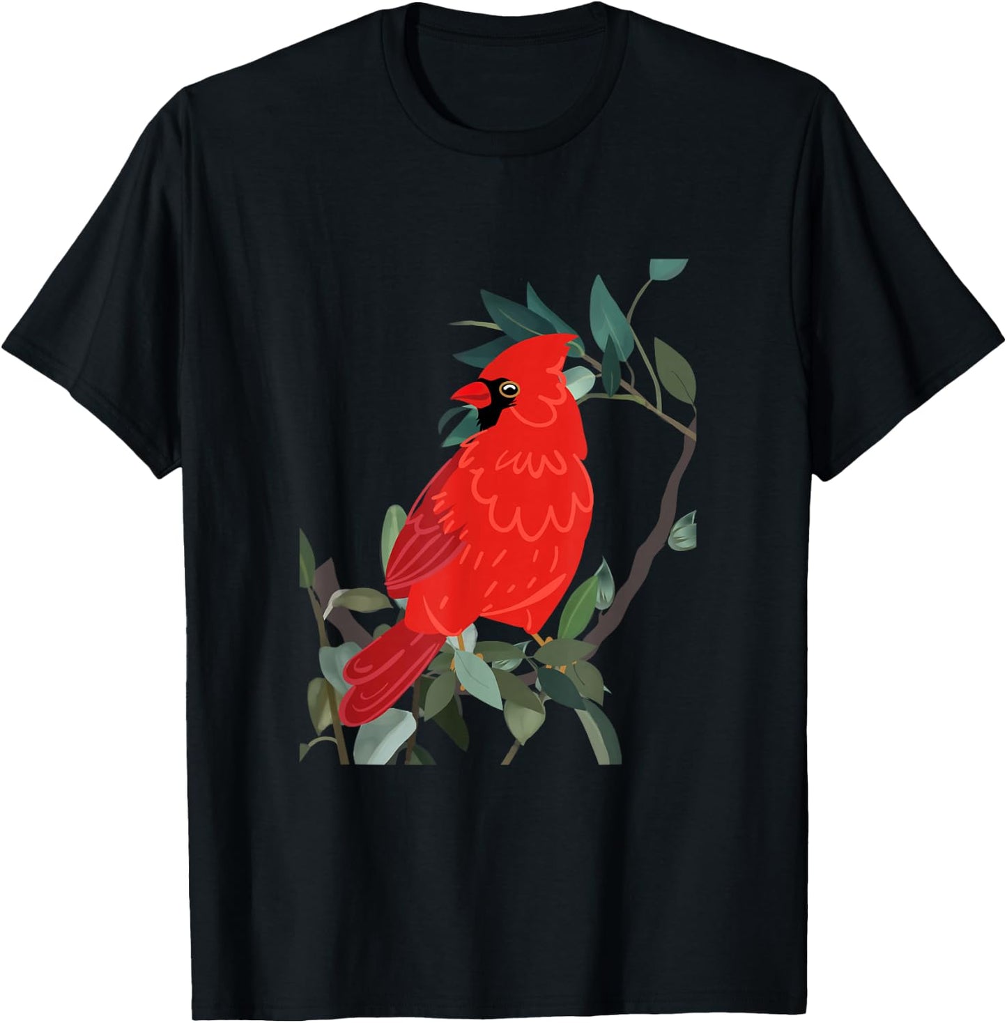 Northern cardinal, Red bird on tree branch T-Shirt - T-Shirt | Black