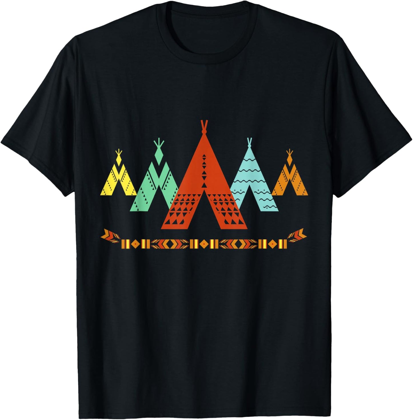 Vintage Native American Teepee , Indian Shirt T-Shirt - T-Shirt | Black