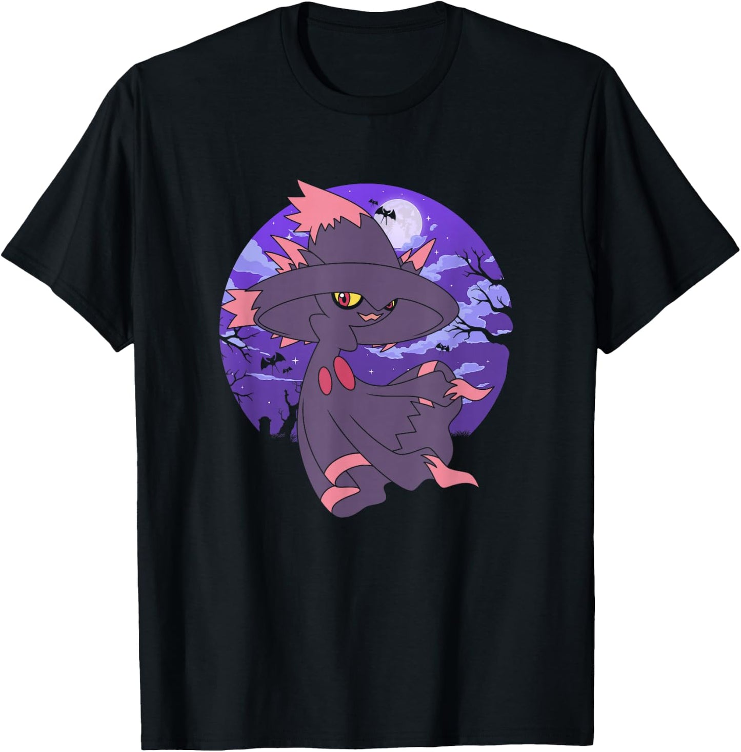 Pokémon Mismagius & Zubat Creepy Graveyard At Night T-Shirt - T-Shirt | Black
