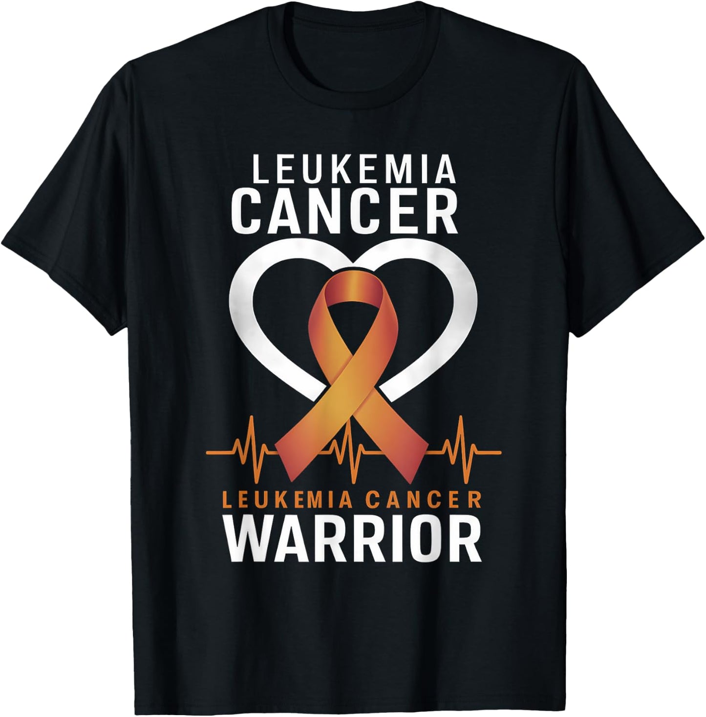 Leukemia Cancer Awareness Leukemia Warrior Orange Ribbon T-Shirt - T-Shirt | Black