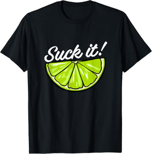 Suck It Funny Green Lime Lemon Slice Mexican Food Lover T-Shirt - T-Shirt | Black