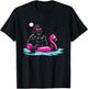 Bigfoot Pool Party Flamingo - Funny Sasquatch Pink Float T-Shirt - T-Shirt | Black
