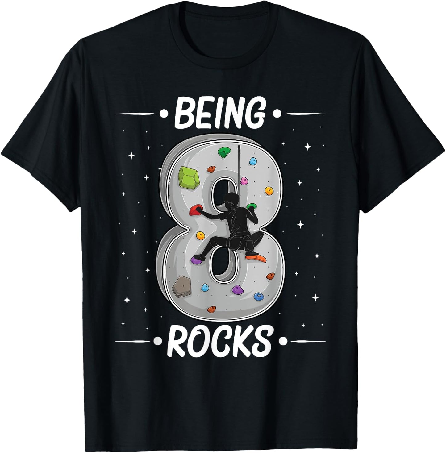 8 year old rock climbing 8th birthday Adventures Climber T-Shirt - T-Shirt | Black