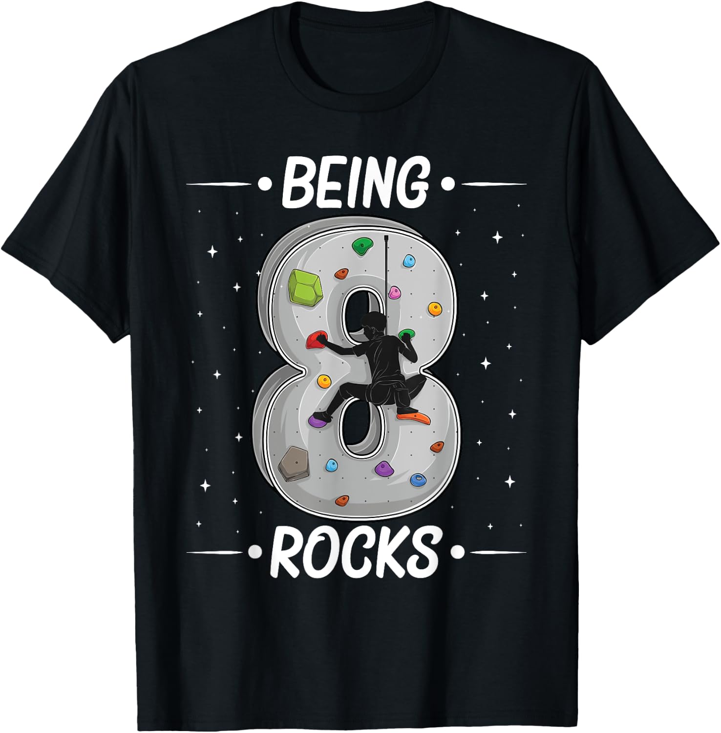 8 year old rock climbing 8th birthday Adventures Climber T-Shirt - T-Shirt | Black