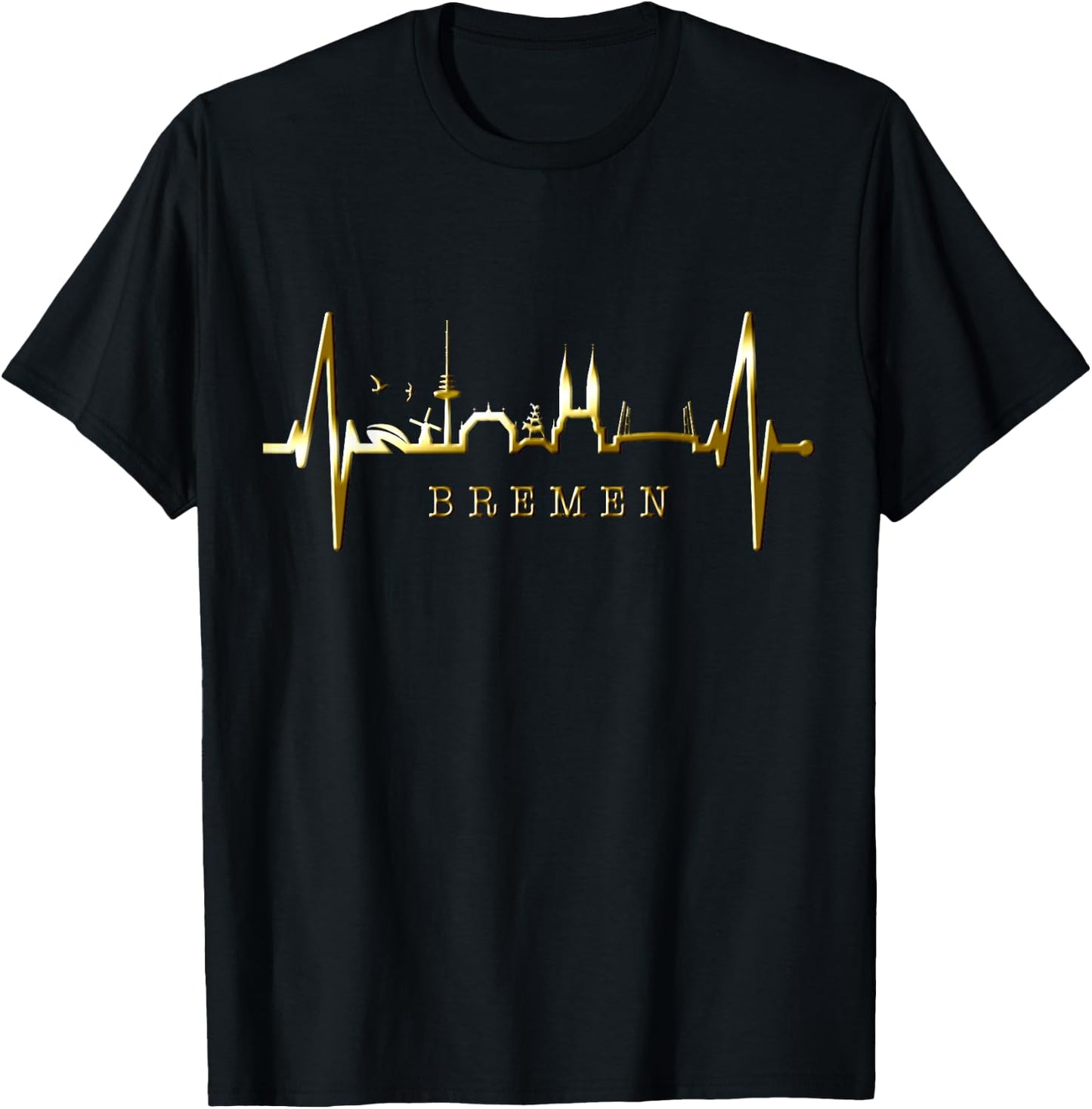 Bremen Skyline Bremer Herzschlag Fan Herz Ich Liebe Bremen T-Shirt - T-Shirt | Black