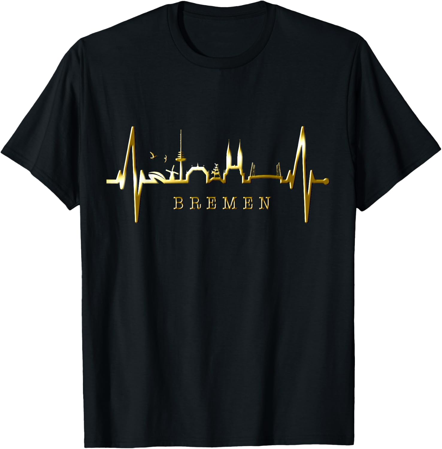Bremen Skyline Bremer Herzschlag Fan Herz Ich Liebe Bremen T-Shirt - T-Shirt | Black