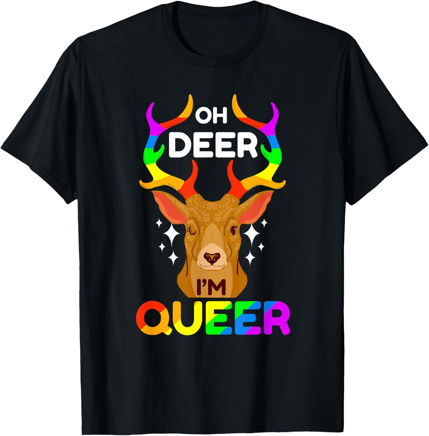 Oh Deer I'm Queer T-Shirt - T-Shirt | Black