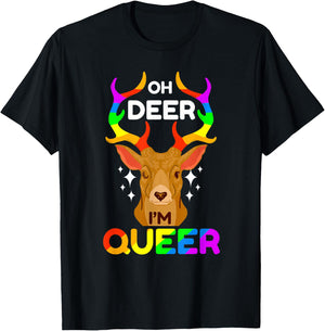 Oh Deer I'm Queer T-Shirt - T-Shirt | Black