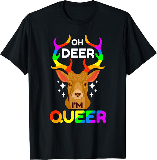 Oh Deer I'm Queer T-Shirt - T-Shirt | Black
