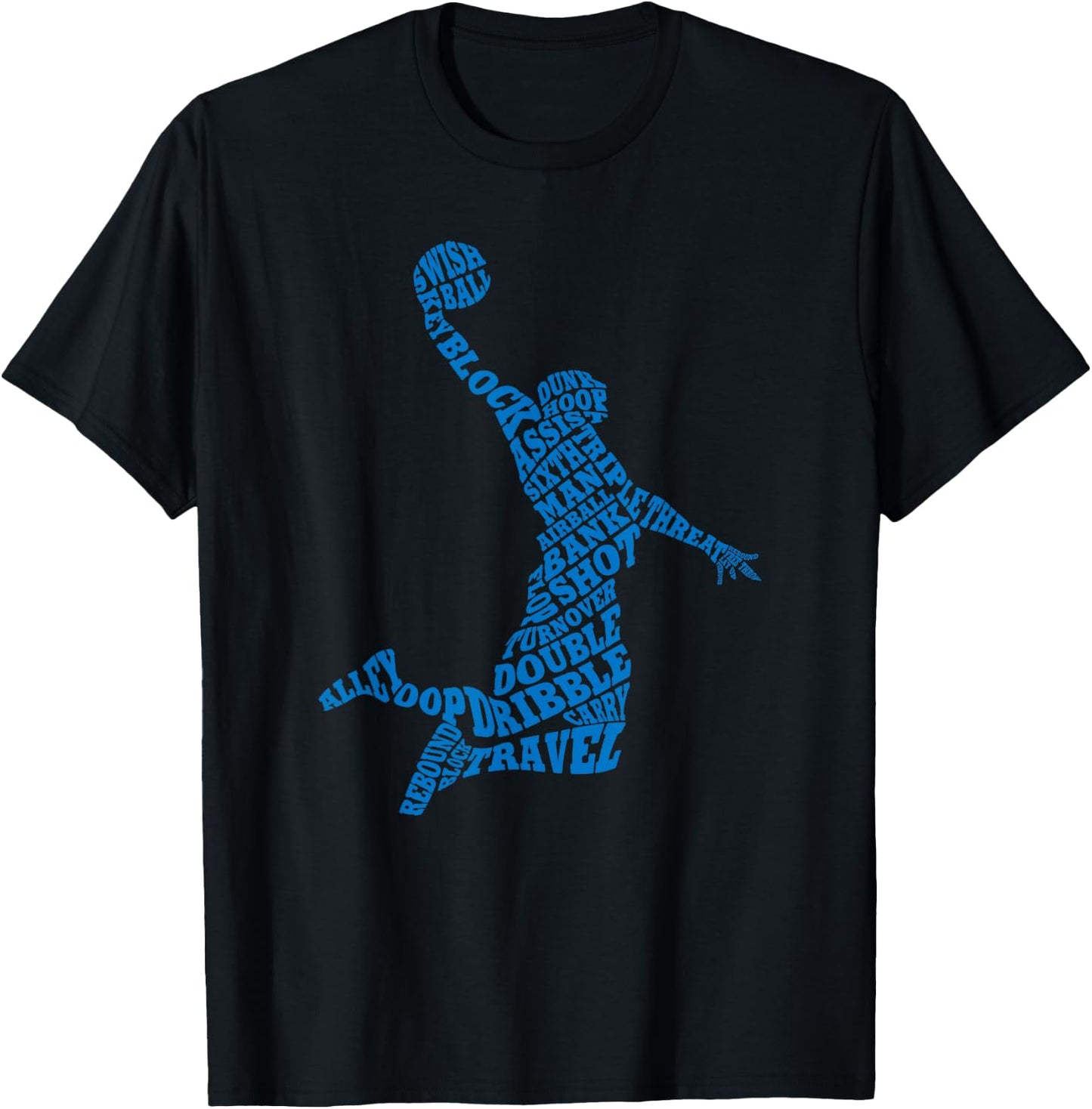Basketball Player Typography Word Art T-Shirt - T-Shirt | Black