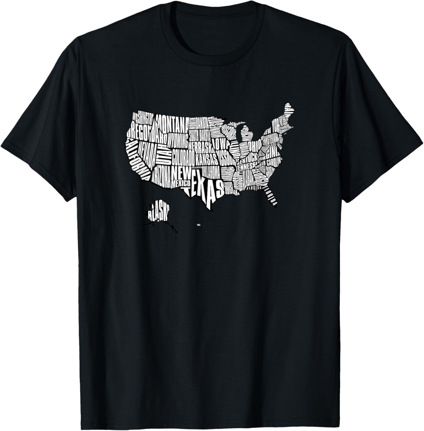 US Map 50 United States USA T-Shirt - T-Shirt | Black