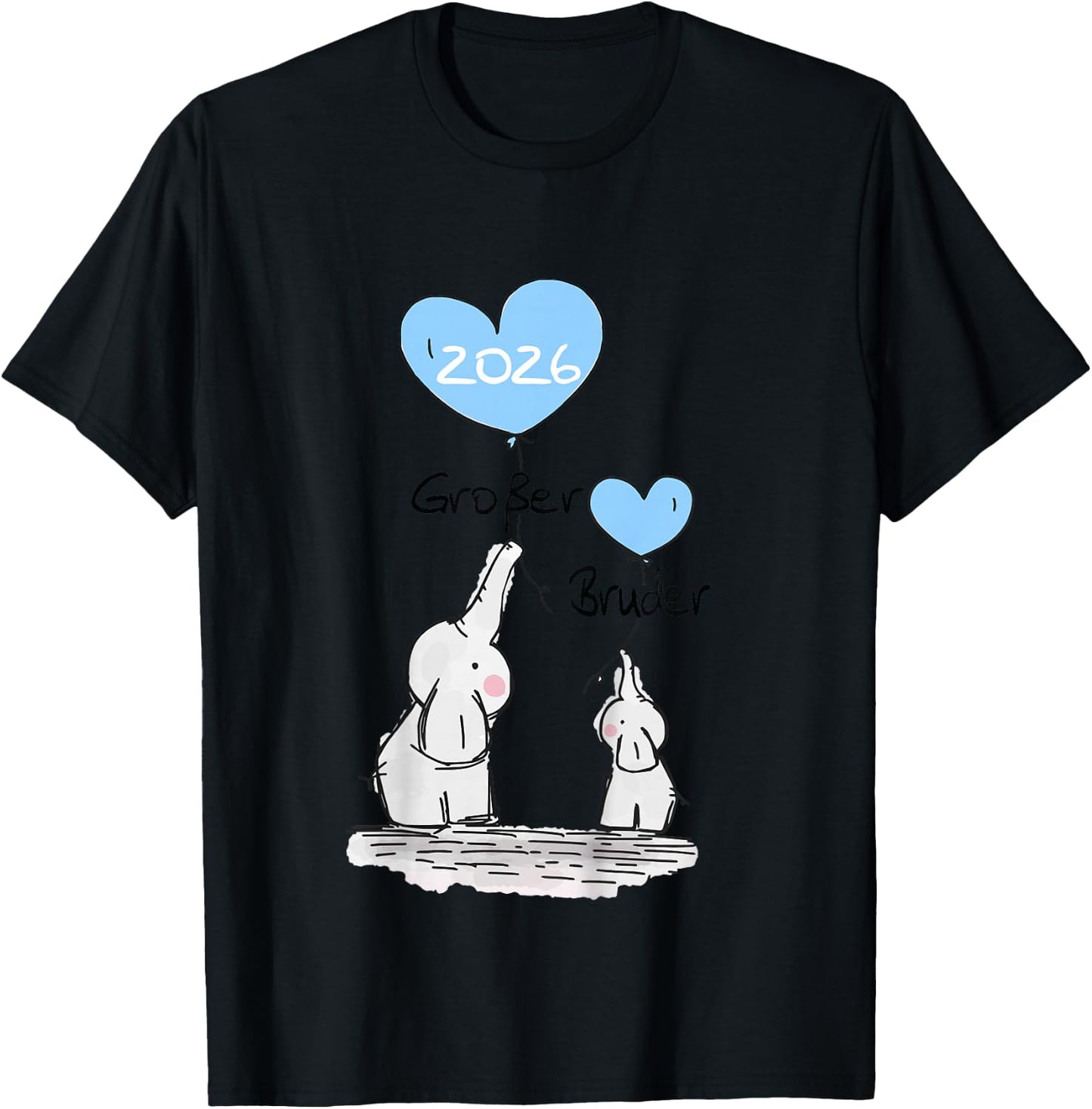 Children's Big Brother 2026 Gift Elephant Announcement Birth , White T-Shirt - T-Shirt | Black