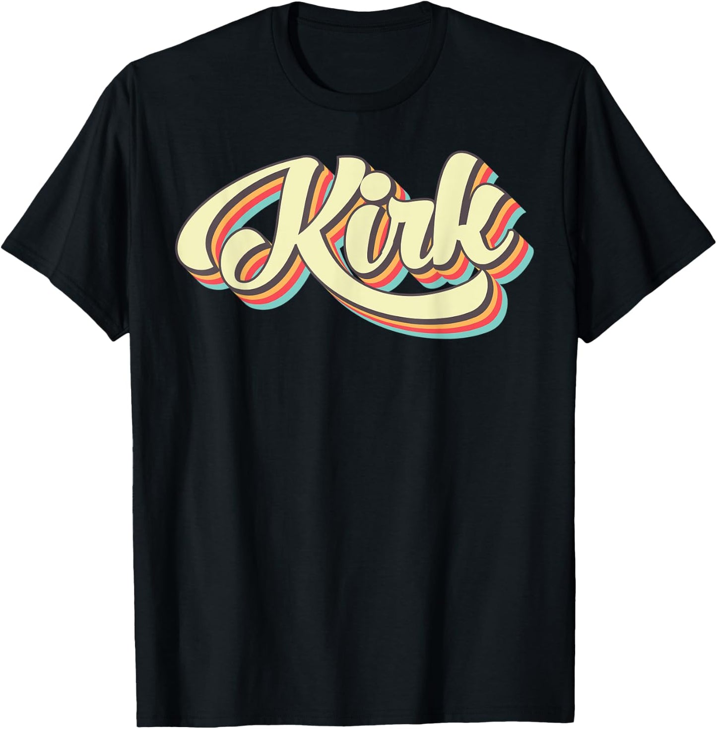 Kirk Retro Art Baseball Font Vintage T-Shirt - T-Shirt | Black