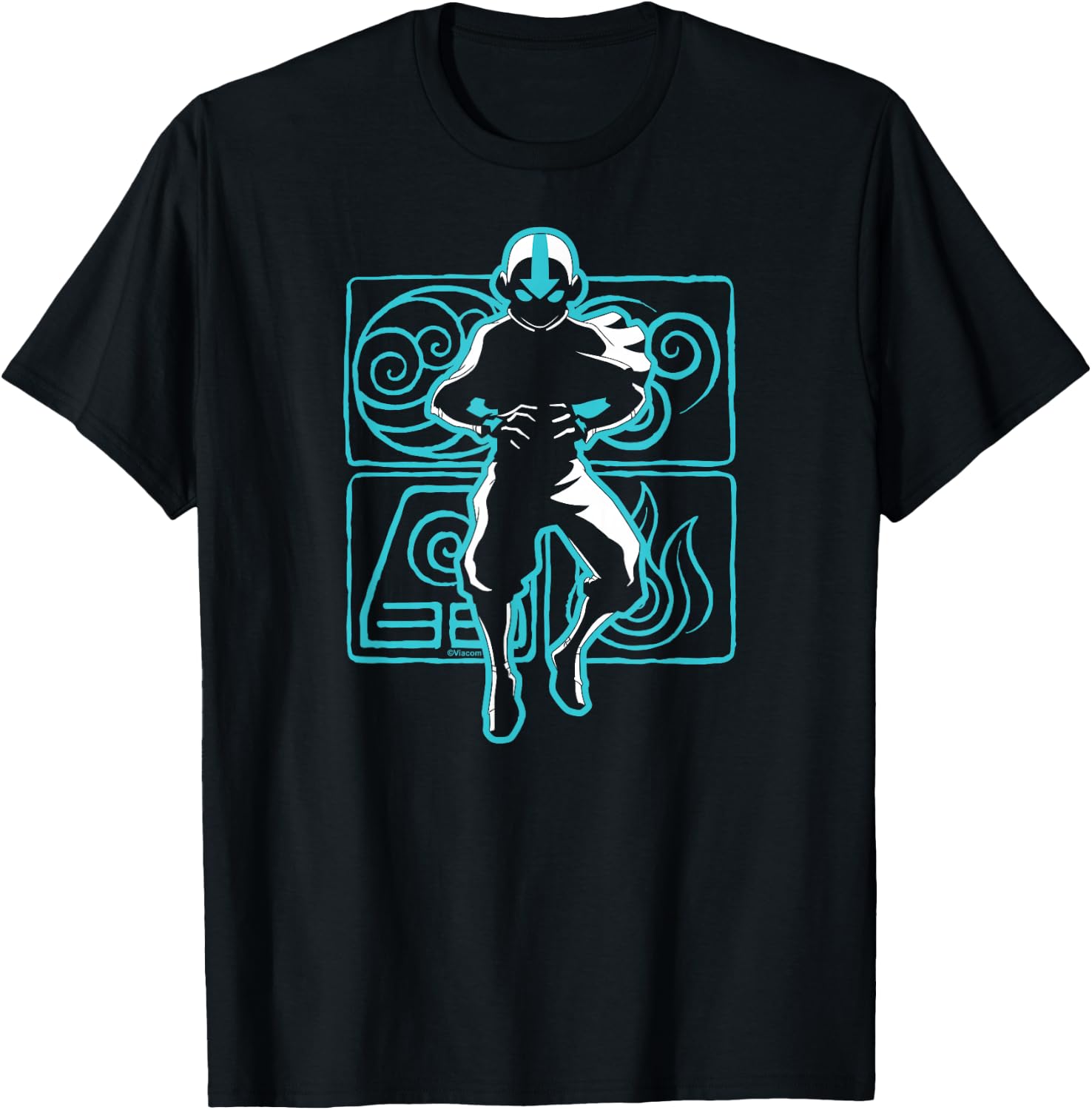 Avatar The Last Airbender - Aang Fire Air Earth Water T-Shirt - T-Shirt | Black