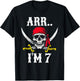 Arr.. I'm 7 Pirate Birthday Party 7th Birthday Pirate Themed T-Shirt - T-Shirt | Black