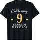 Celebrating 9 Years of Marriage Anniversary 9th T-Shirt - T-Shirt | Black