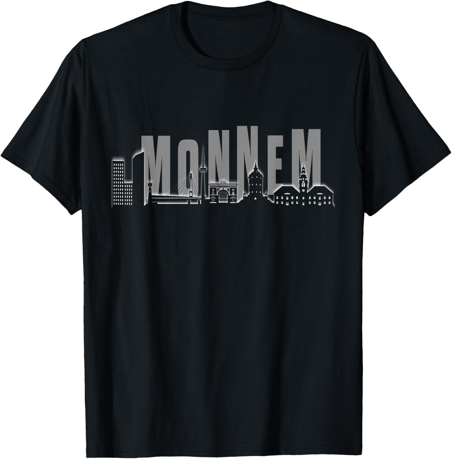 Mannheim Monnem Skyline , black, S T-Shirt - T-Shirt | Black