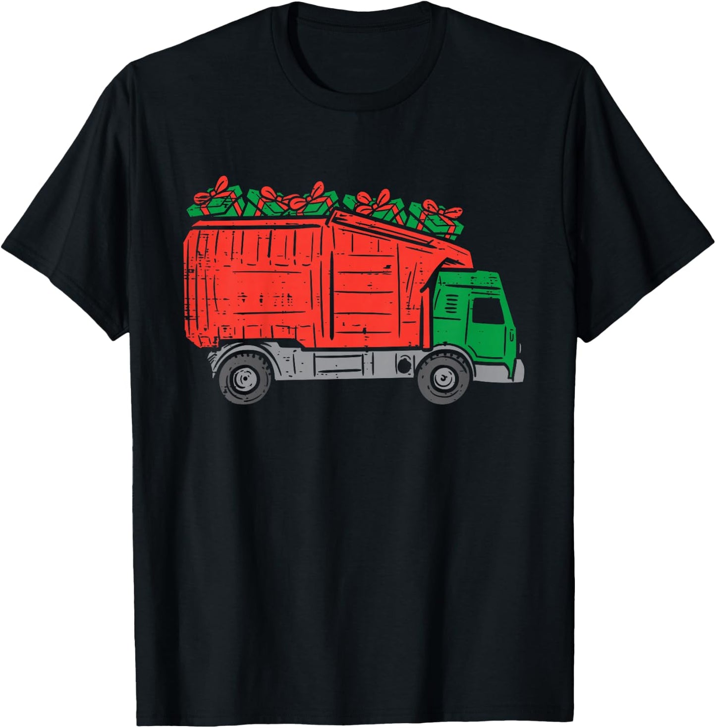 Kids Garbage Truck Xmas PJs Pajamas Toddler Boys Christmas Kids T-Shirt - T-Shirt | Black