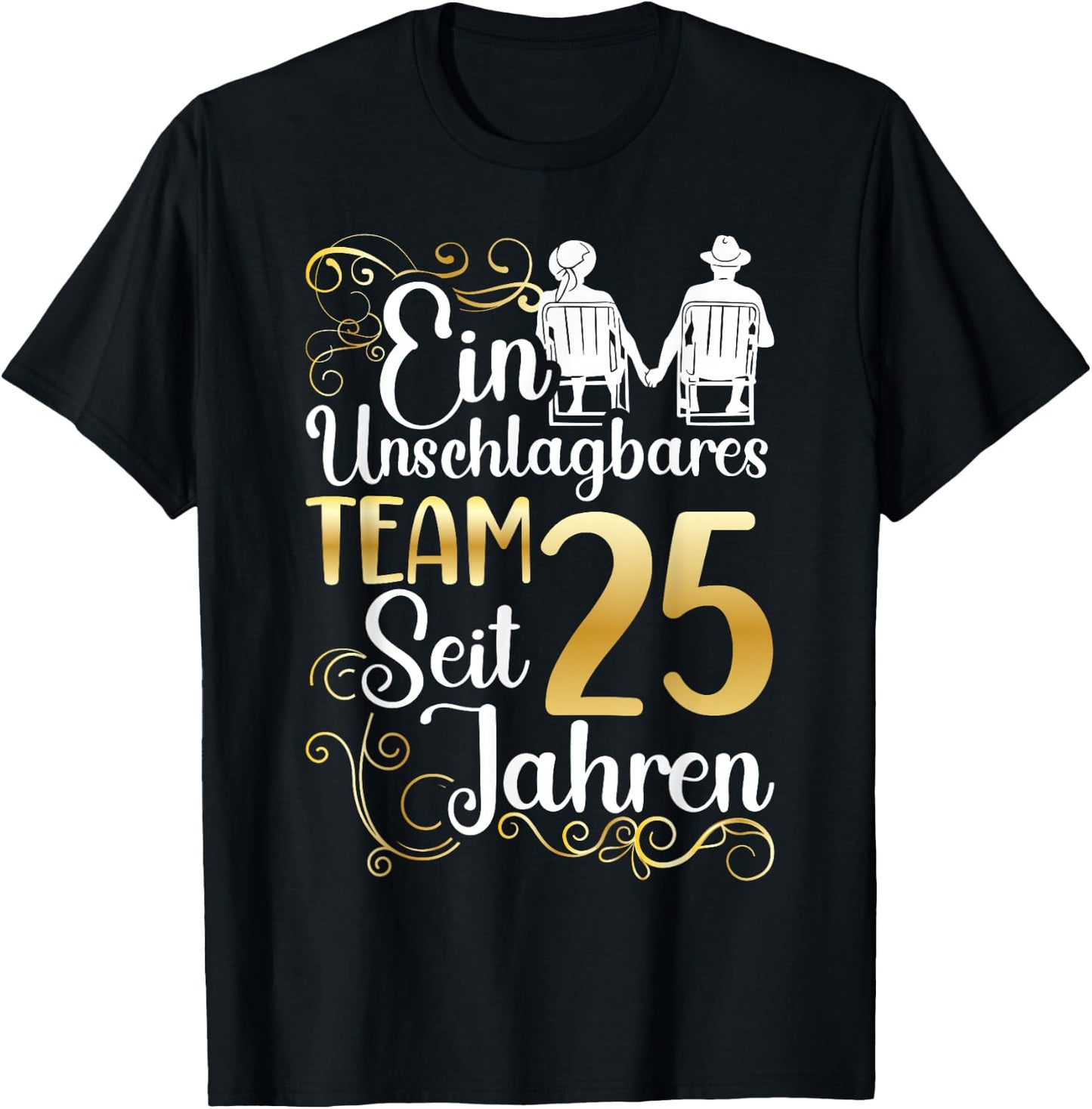 Silver Wedding 25 Years Married Wedding Anniversary , black, s T-Shirt - T-Shirt | Black