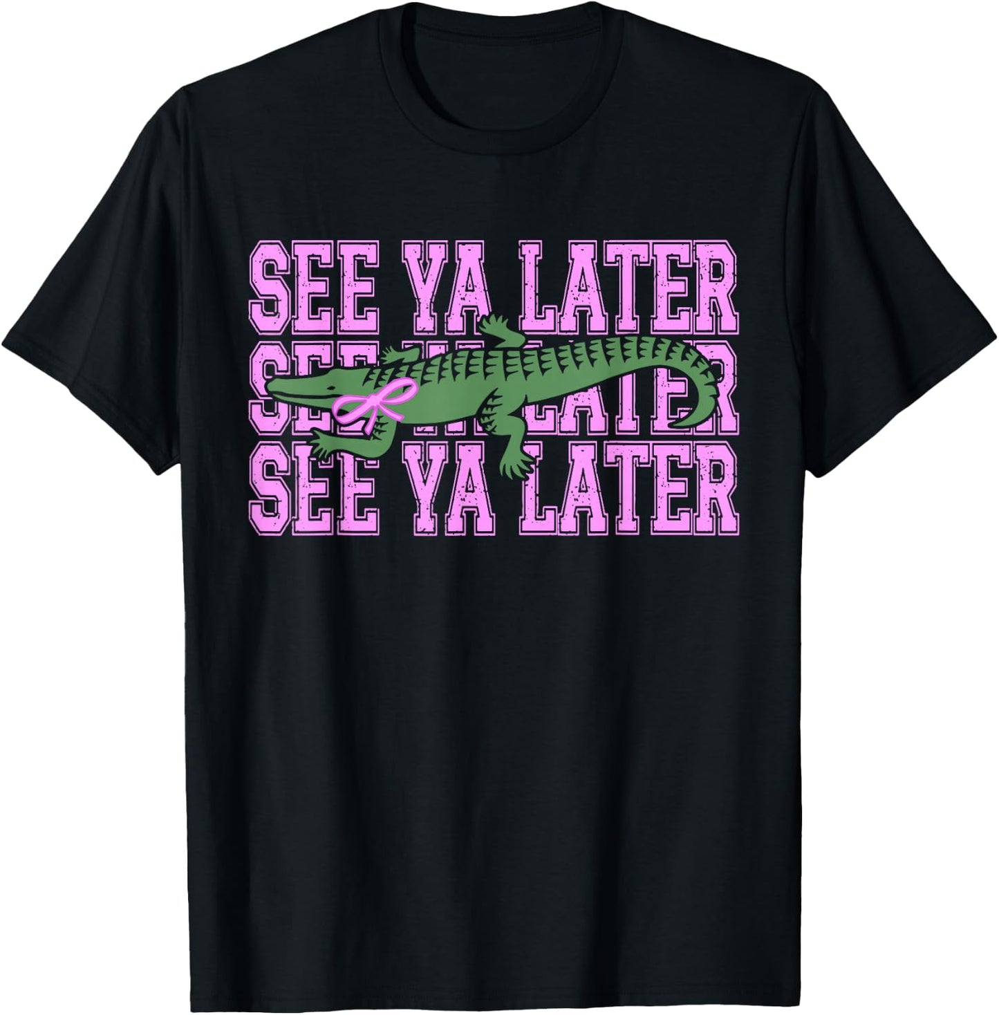 Funny See Ya Later Alligator Bow Teacher Last Day of School T-Shirt - T-Shirt | Black
