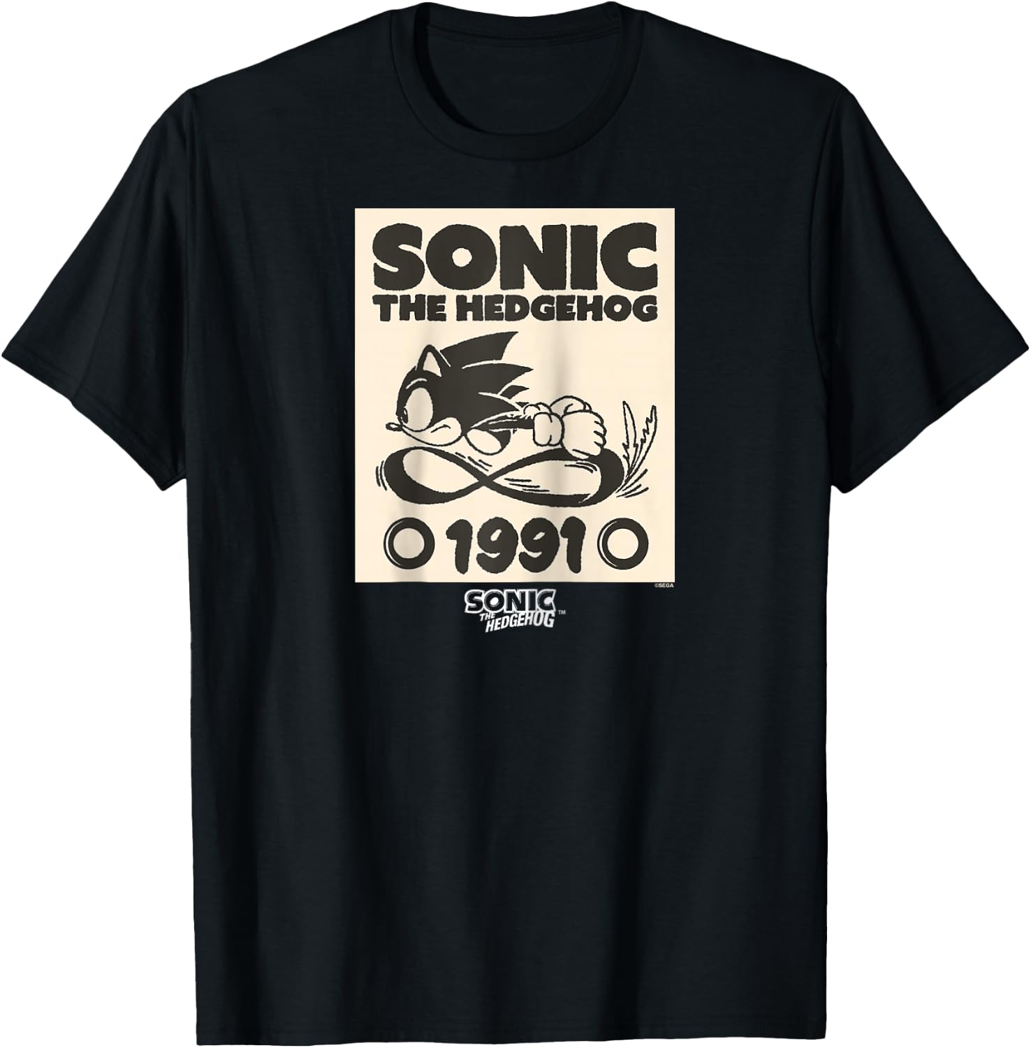 Sonic The Hedgehog 1991 Epic Run Vintage Sketch Raglan Baseball T-Shirt - T-Shirt | Black