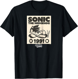 Sonic The Hedgehog 1991 Epic Run Vintage Sketch Raglan Baseball T-Shirt - T-Shirt | Black