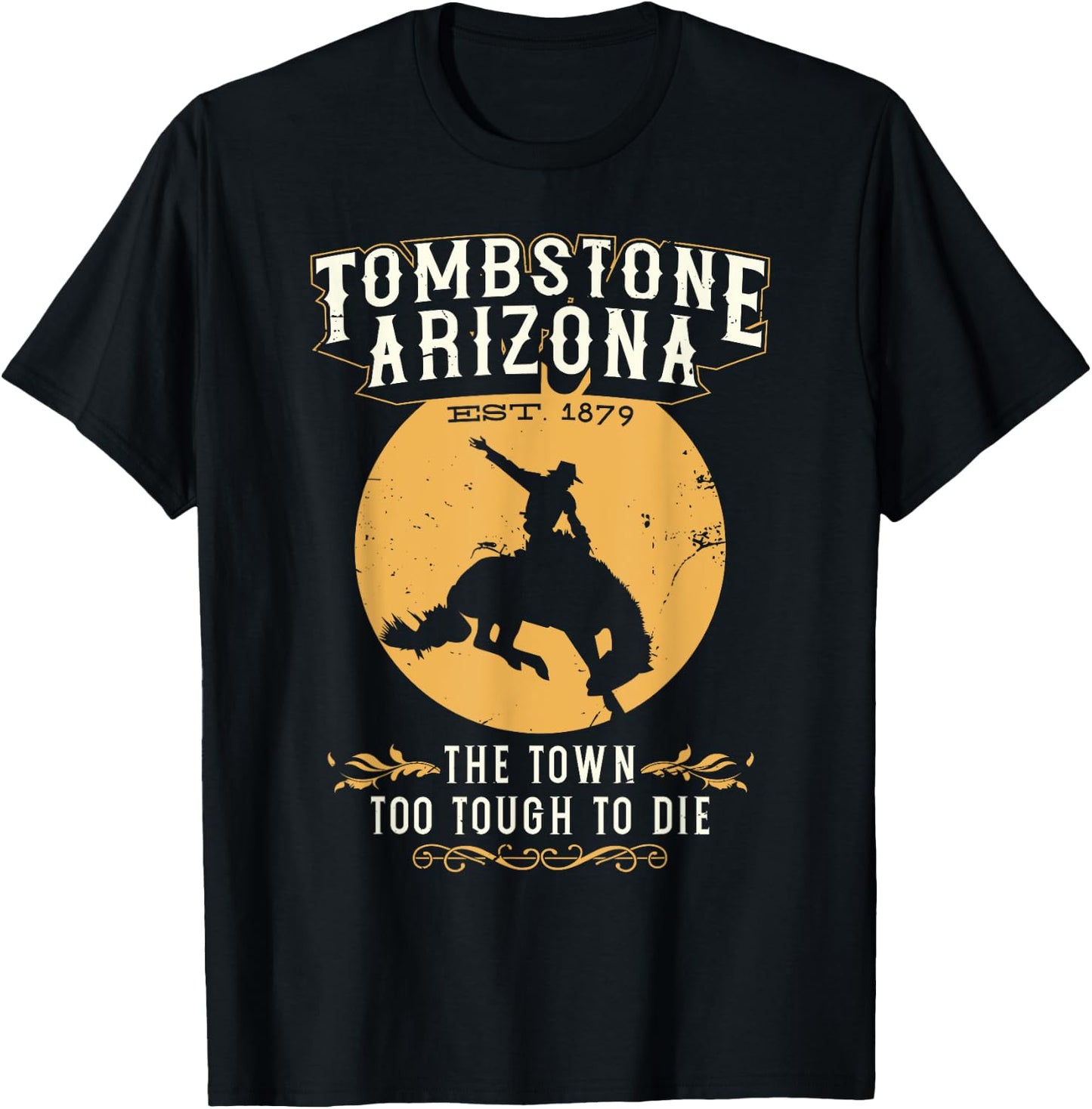 Retro Tombstone Arizona Wild West Vintage Horse Sunset Horse T-Shirt - T-Shirt | Black