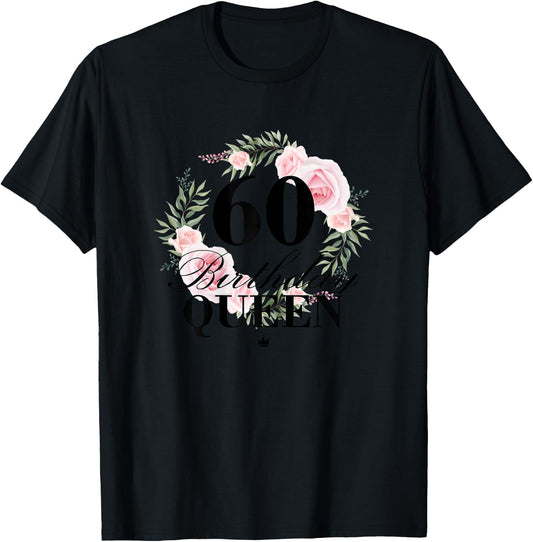 Ladies 60th Birthday Queen 60 Years , White, s T-Shirt - T-Shirt | Black