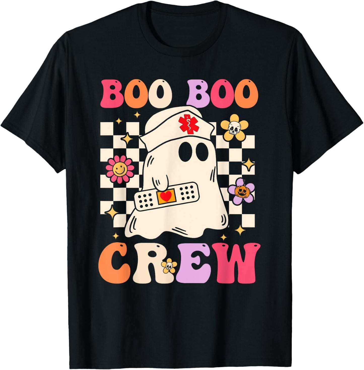 Groovy Boo Boo Crew Nurse Ghost Paramedic Funny Halloween T-Shirt - T-Shirt | Black