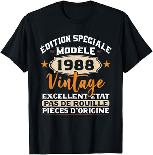 Original Gift Vintage 1988 Birthday Party 36 Years Man , Black, S T-Shirt - T-Shirt | Black